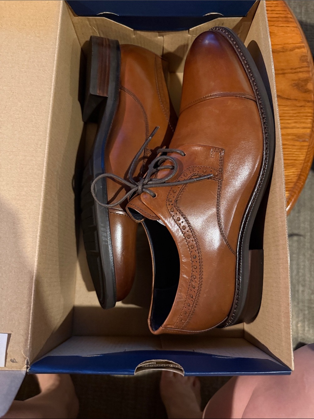 Cole Haan Brown Leather Oxford with Brogue Trim